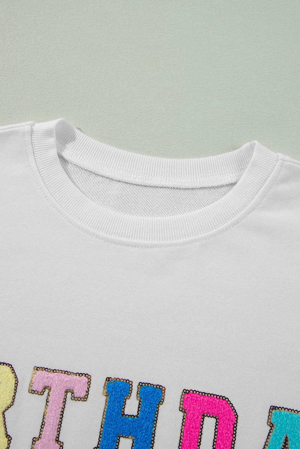 White BIRTHDAY QUEEN Graphic Balloon Sleeve Sweatshirt - Love Salve